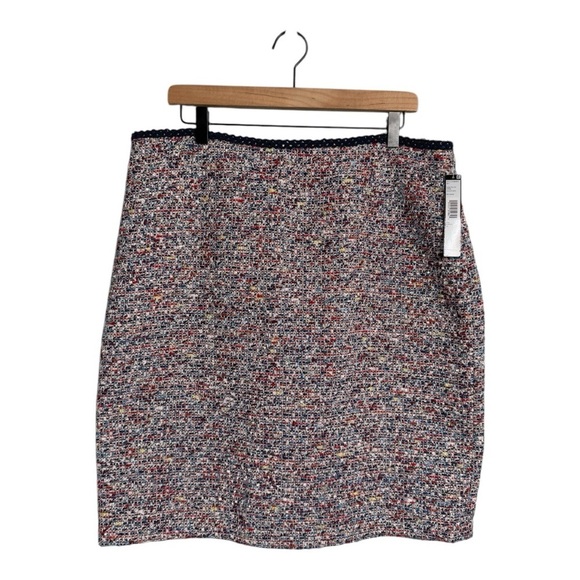 Tahari A Line Tweed Multi Color Metallic Ribbon Trim Waist Mini Skirt Size 16 - Picture 10 of 14
